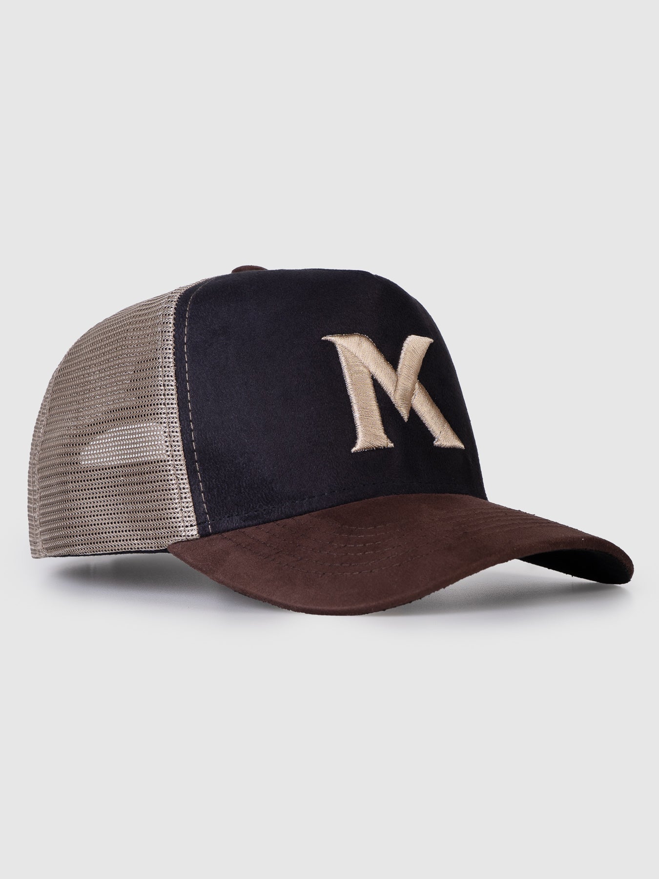 Boné Trucker Maverick Camurça Preto e Marrom MVCK
