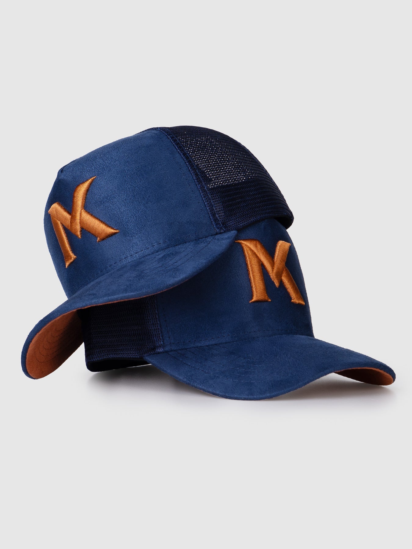Boné Trucker Maverick Camurça Azul e Caramelo MVCK