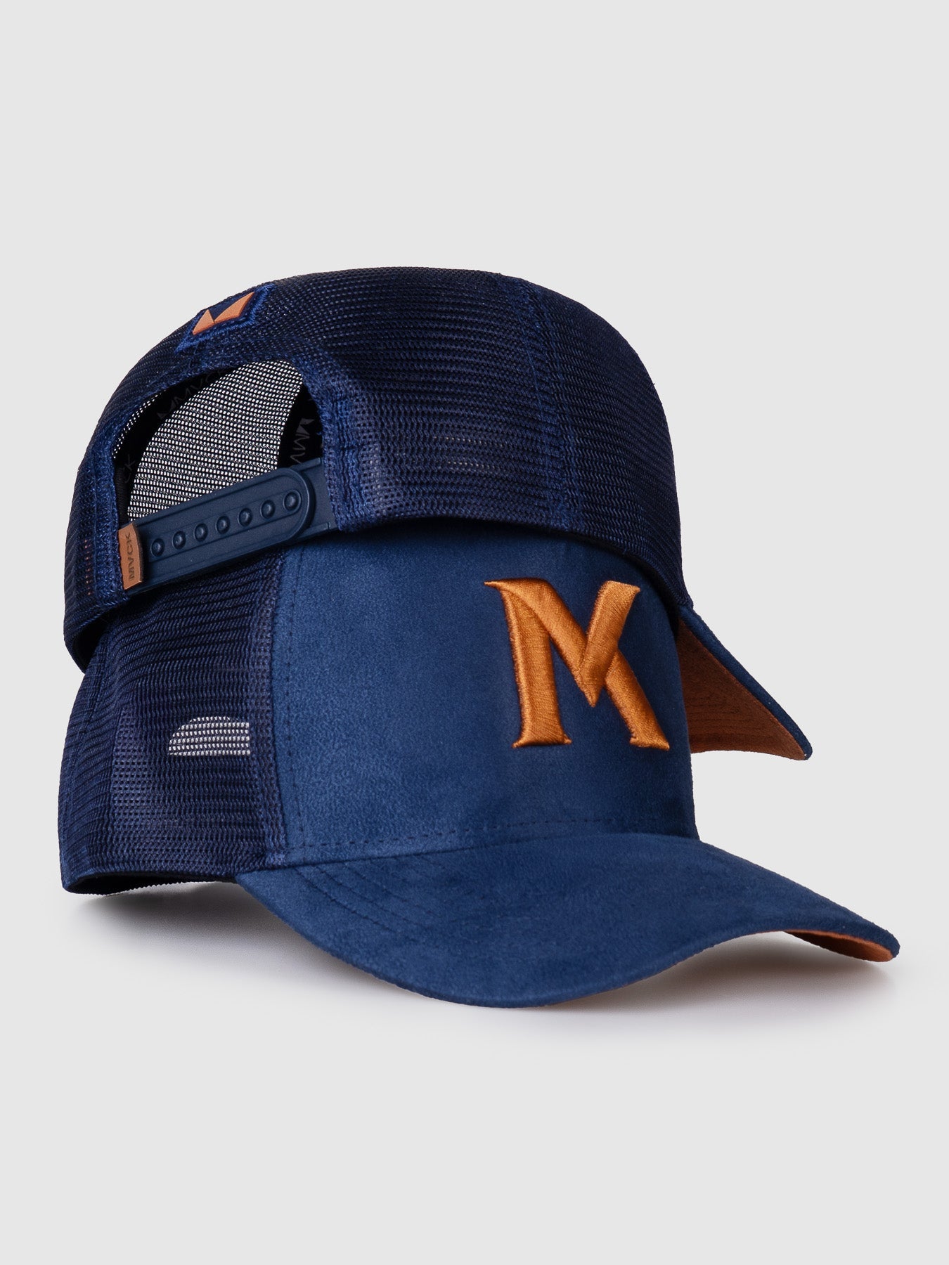 Boné Trucker Maverick Camurça Azul e Caramelo MVCK