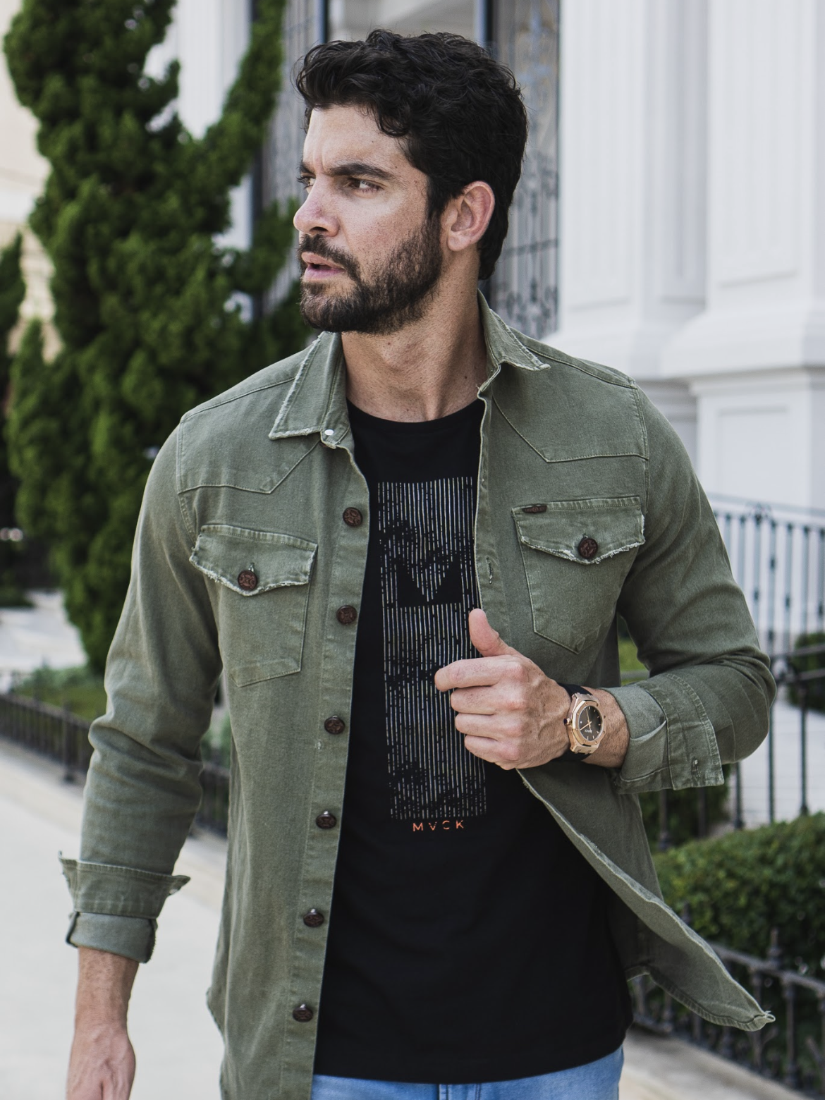Jaqueta Overshirt MVCK Verde Militar Estonada