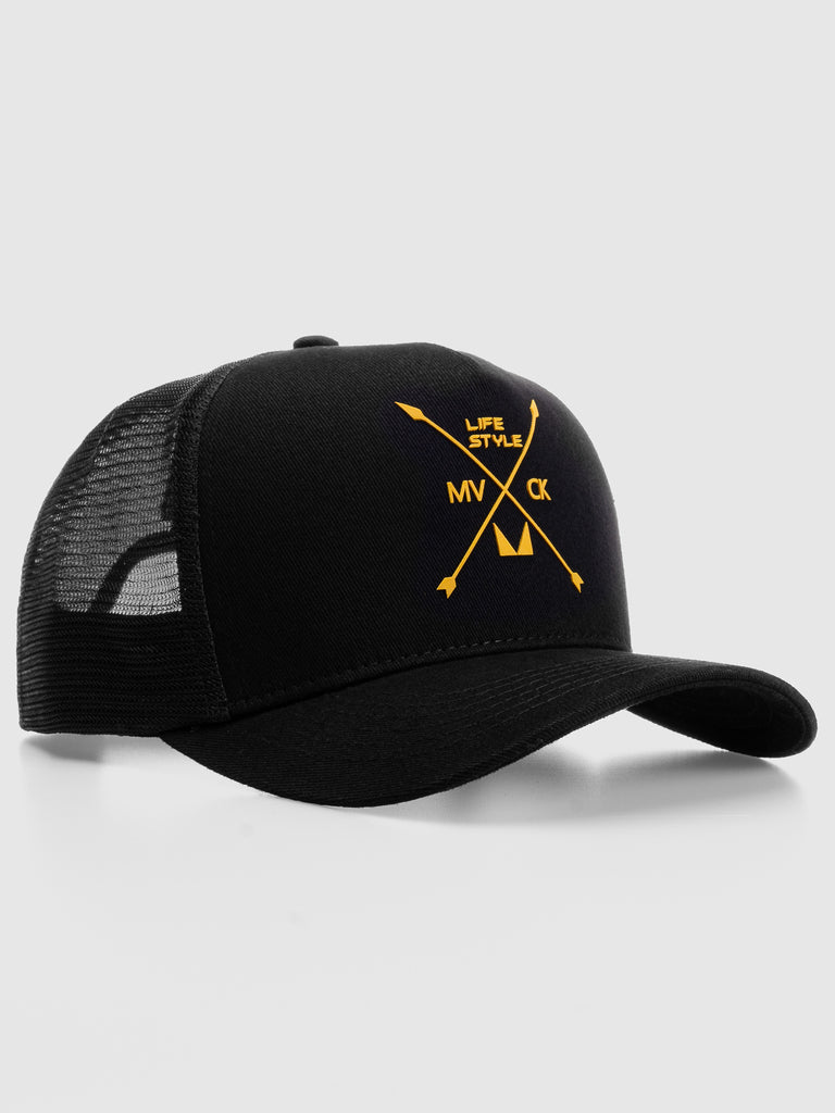 Boné Trucker Texas Preto com Amarelo MVCK