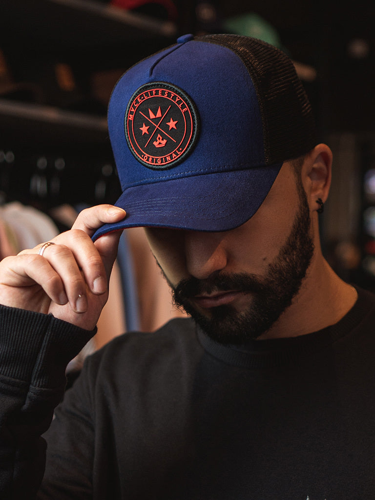 Boné Trucker Azul e Vermelho Brasão-02