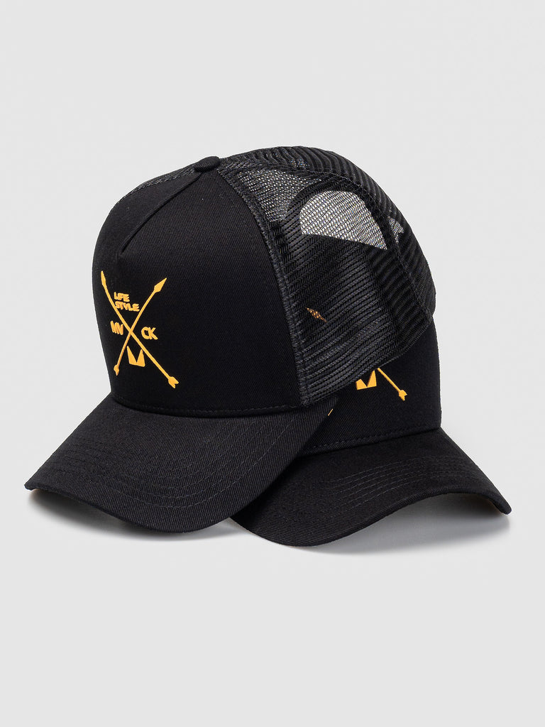 Boné Trucker Texas Preto com Amarelo MVCK